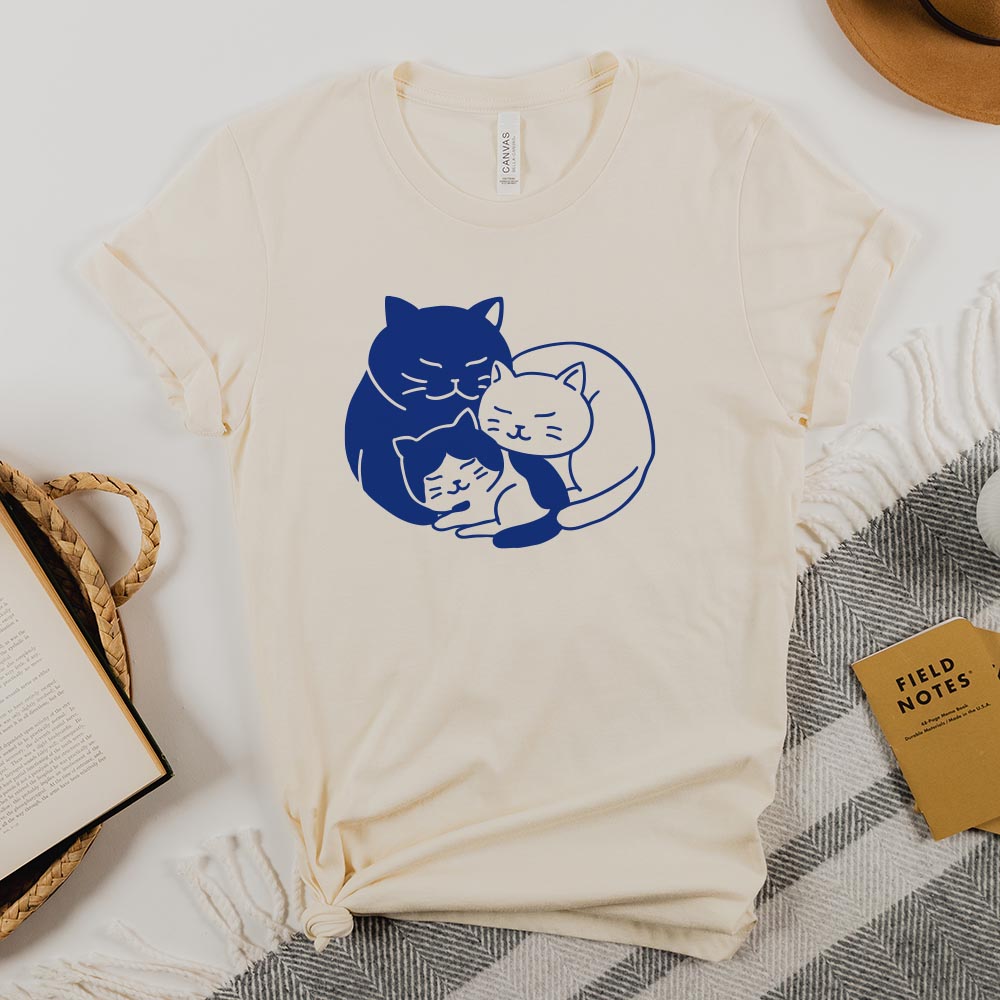 Cat Family Cuddling Together T-shirt