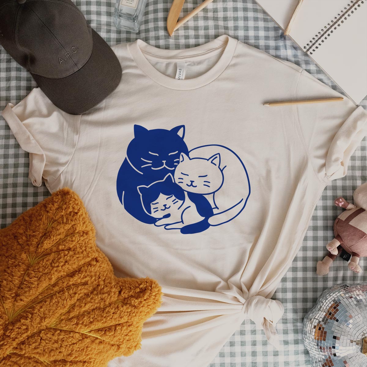 Cat Family Cuddling Together T-shirt