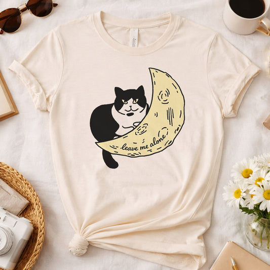 "Leave me alone" Cat on The Moon T-shirt