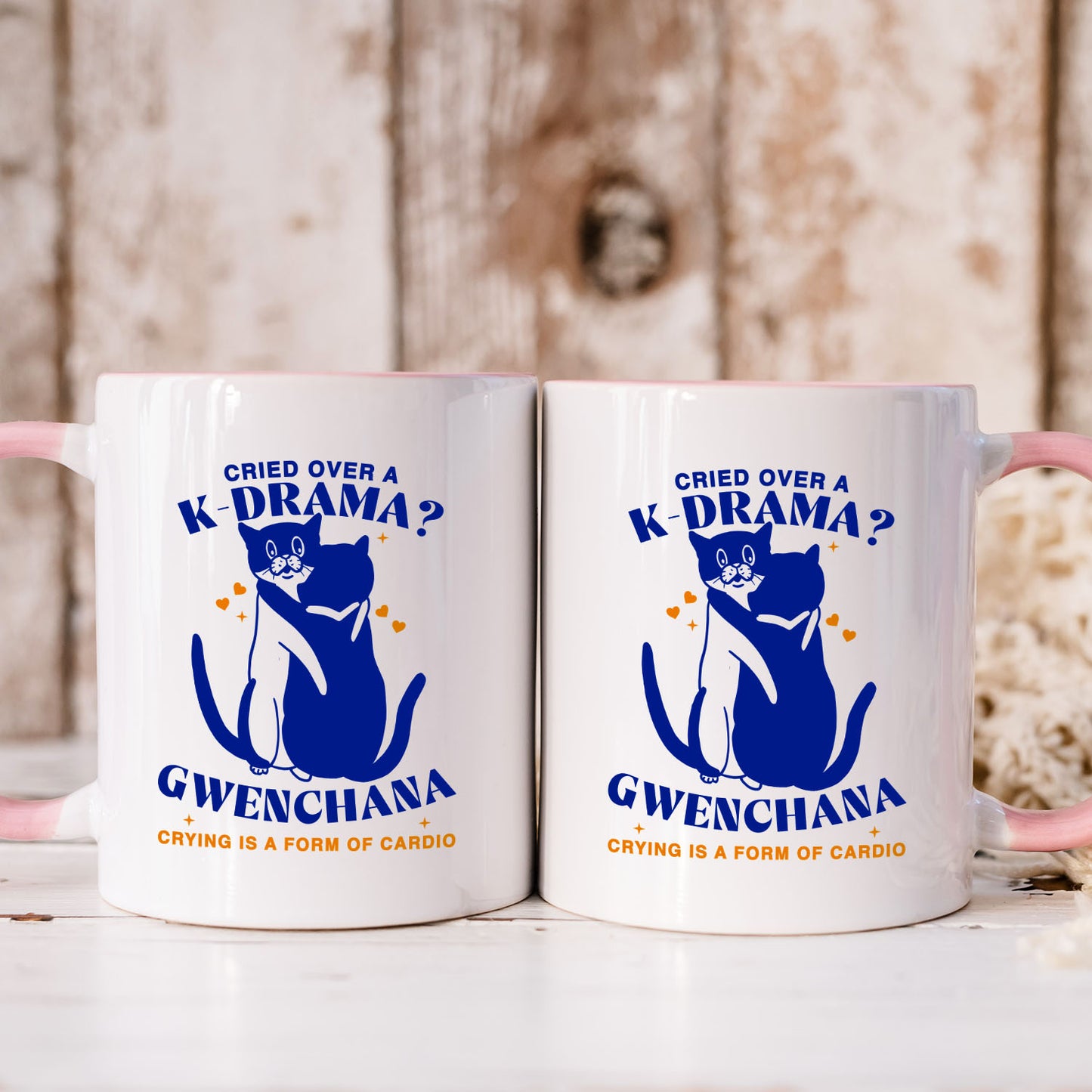 Gwenchana Kdrama Ceramic 11OZ White Pink Mug