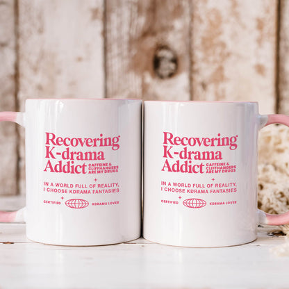 Recovering Kdrama Addict 11OZ Ceramic White Pink Mug