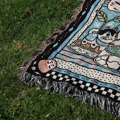 Fortune Cat Woven Blanket