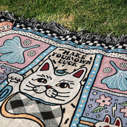 Fortune Cat Woven Blanket