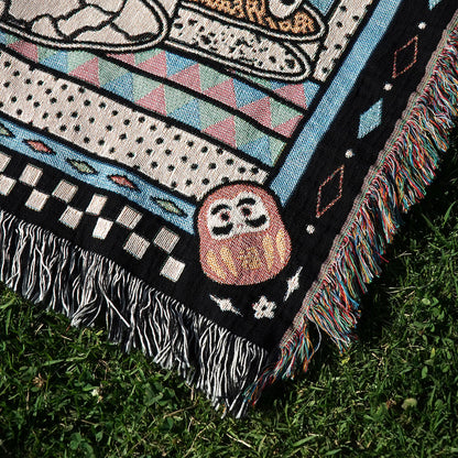 Fortune Cat Woven Blanket