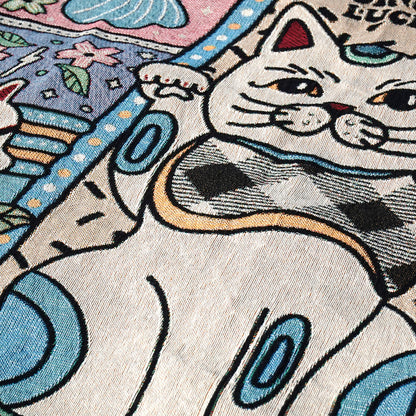 Fortune Cat Woven Blanket