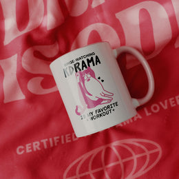 Kdrama Workout Ceramic 11OZ White Pink Mug