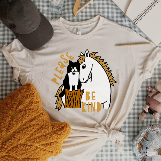 Please Be Kind Cat x Horse T-shirt