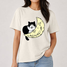 "Leave me alone" Cat on The Moon T-shirt