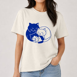 Cat Family Cuddling Together T-shirt