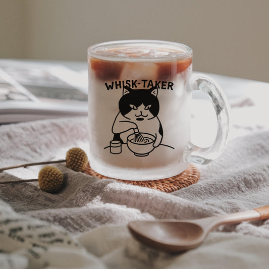 Whisk-Taker Matcha Cat Glass Mug