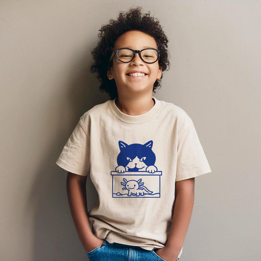 Cat with Axolotl Youth T-Shirt