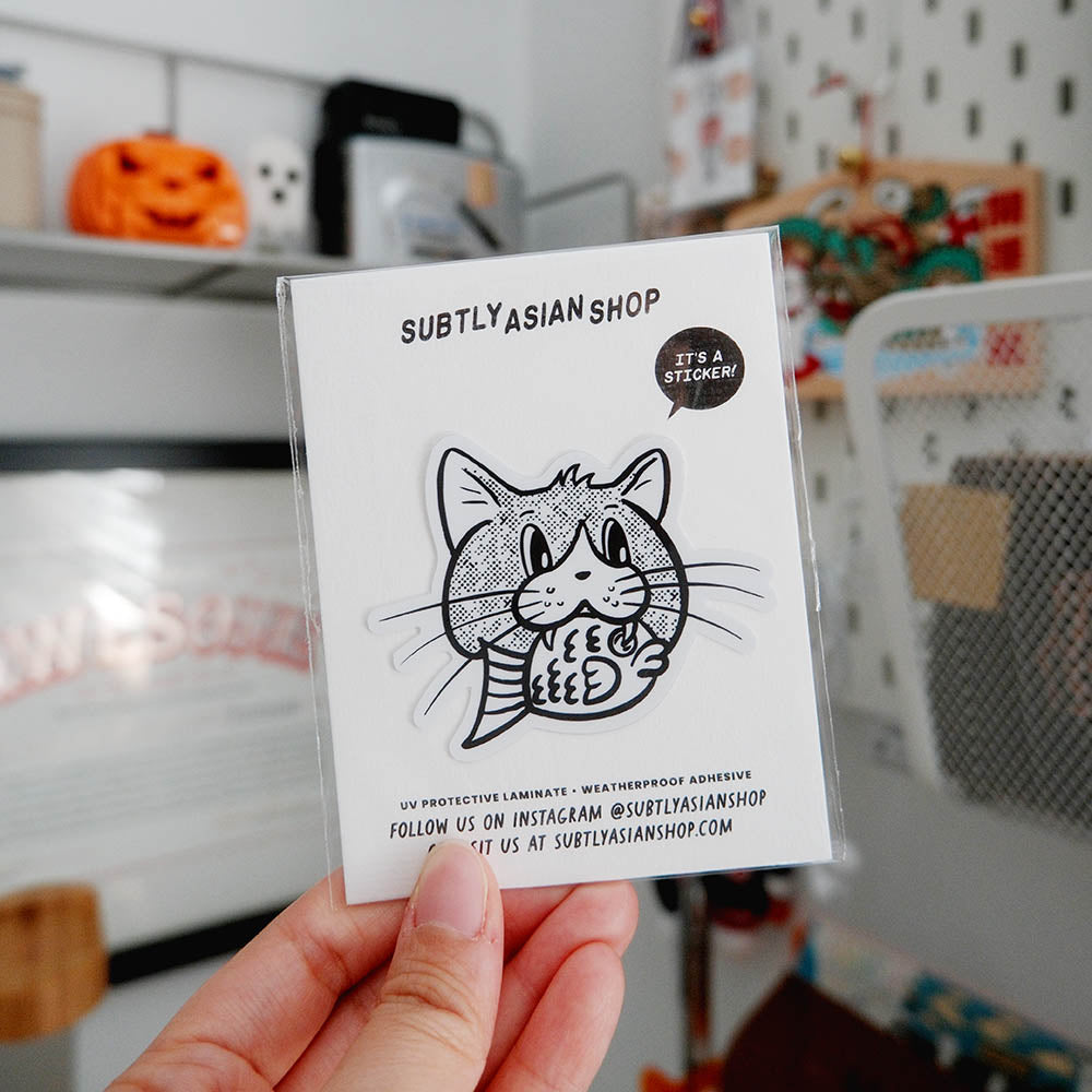 Feline Feast Fish Sticker