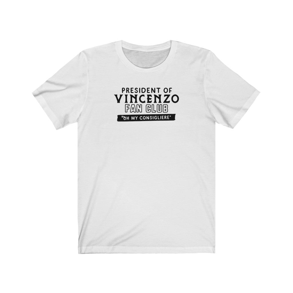 President of Vincenzo Fan Club Kdrama T-shirt - White / L - Subtly Asian Shop | Korean Merch Kdrama Gifts Asian Themed Gift Shops USA