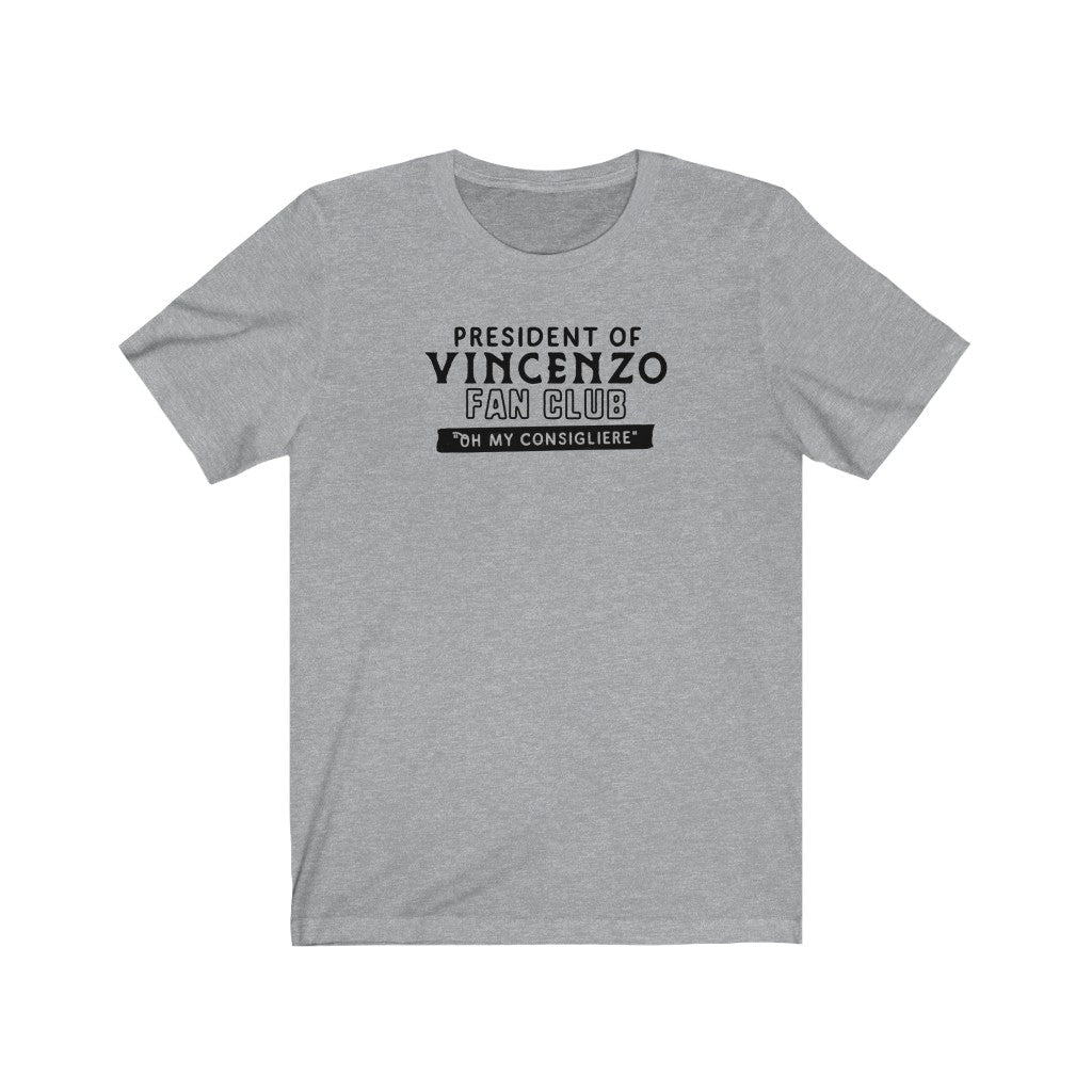 President of Vincenzo Fan Club Kdrama T-shirt - Athletic Heather / S - Subtly Asian Shop | Korean Merch Kdrama Gifts Asian Themed Gift Shops USA