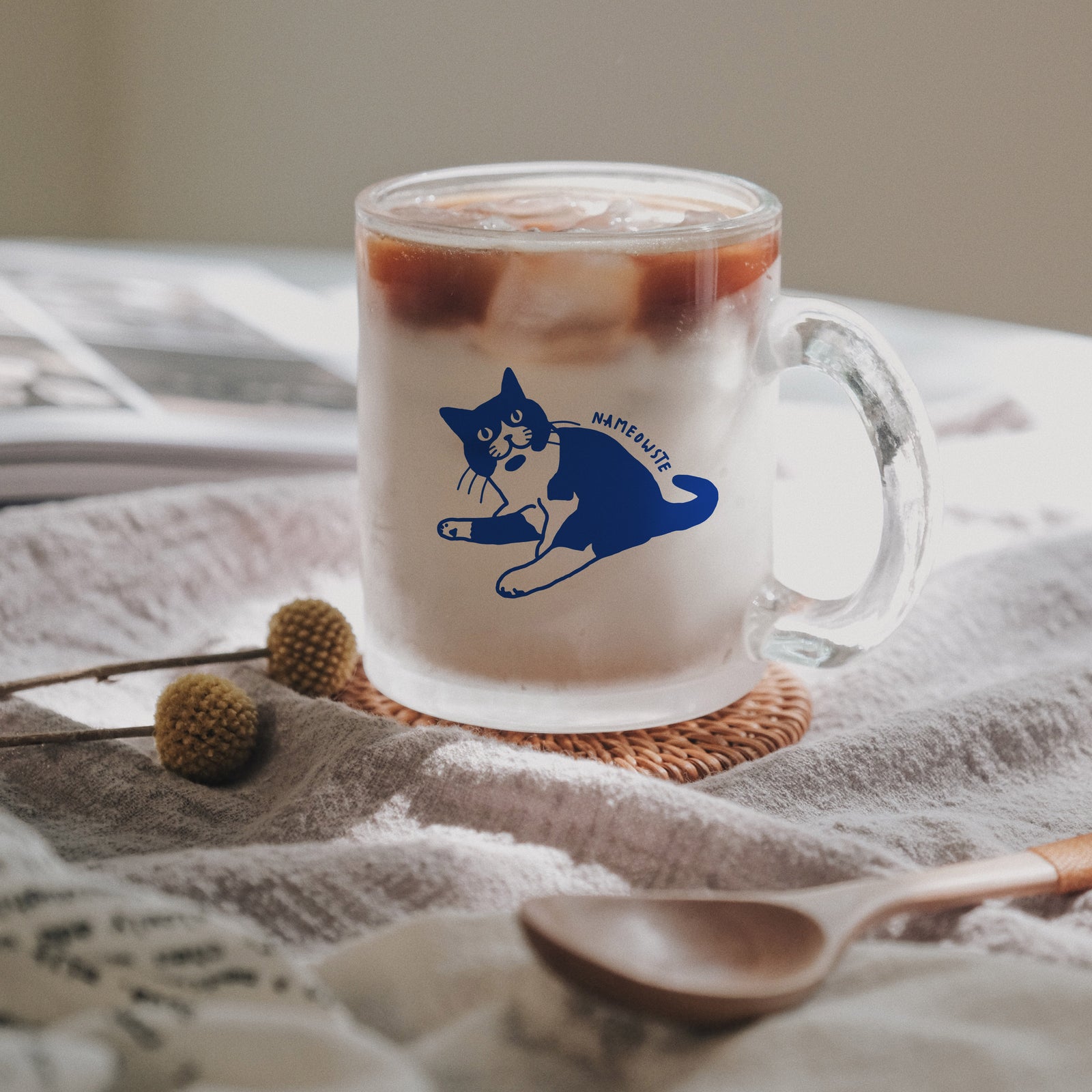 Nameowste Glass Mug - Subtly Asian Shop | Korean Merch Kdrama Gifts Asian Themed Gift Shops USA