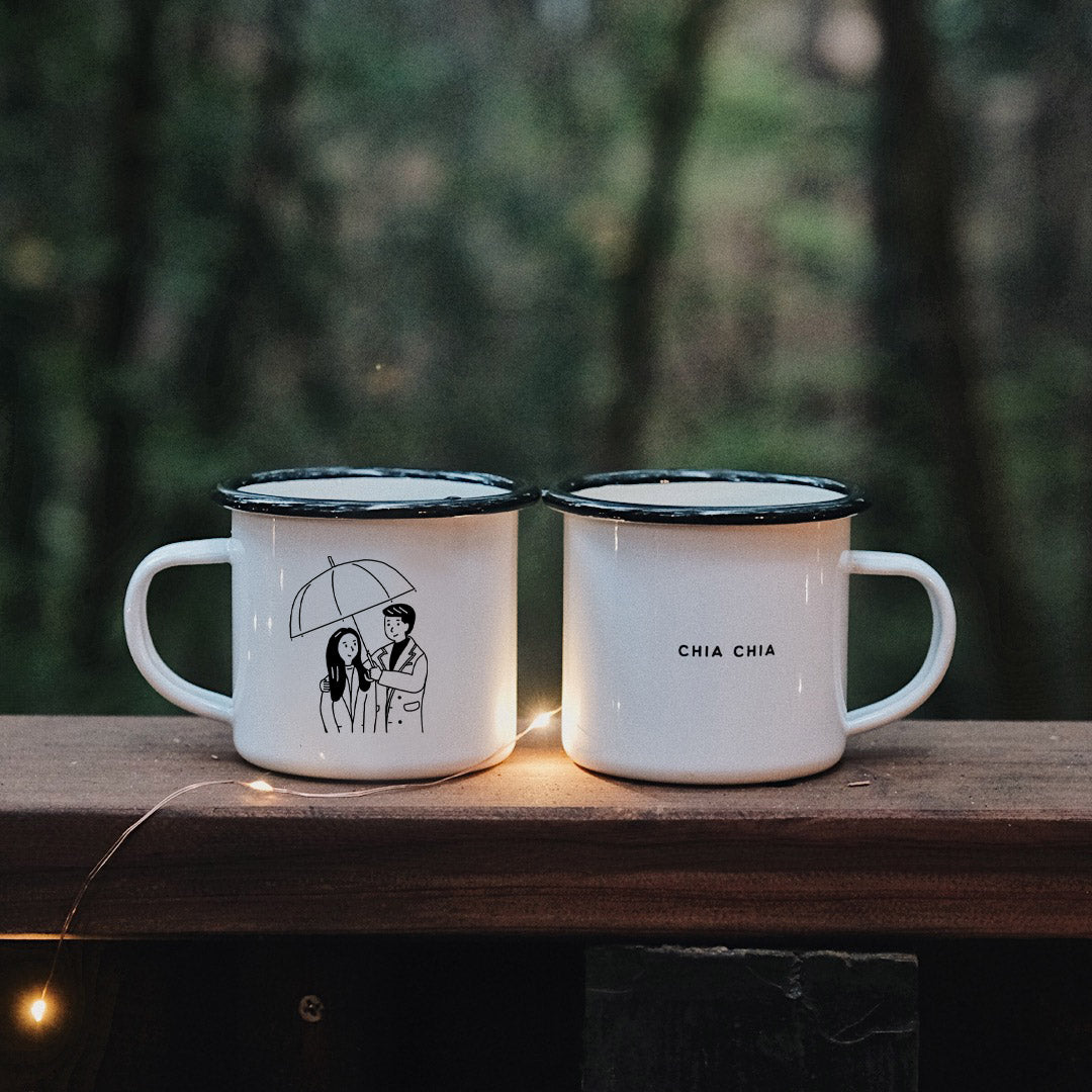 Crash Landing On You Umbrella Scene Enamel Mug - Subtly Asian Shop | Korean Merch Kdrama Gifts Asian Themed Gift Shops USA